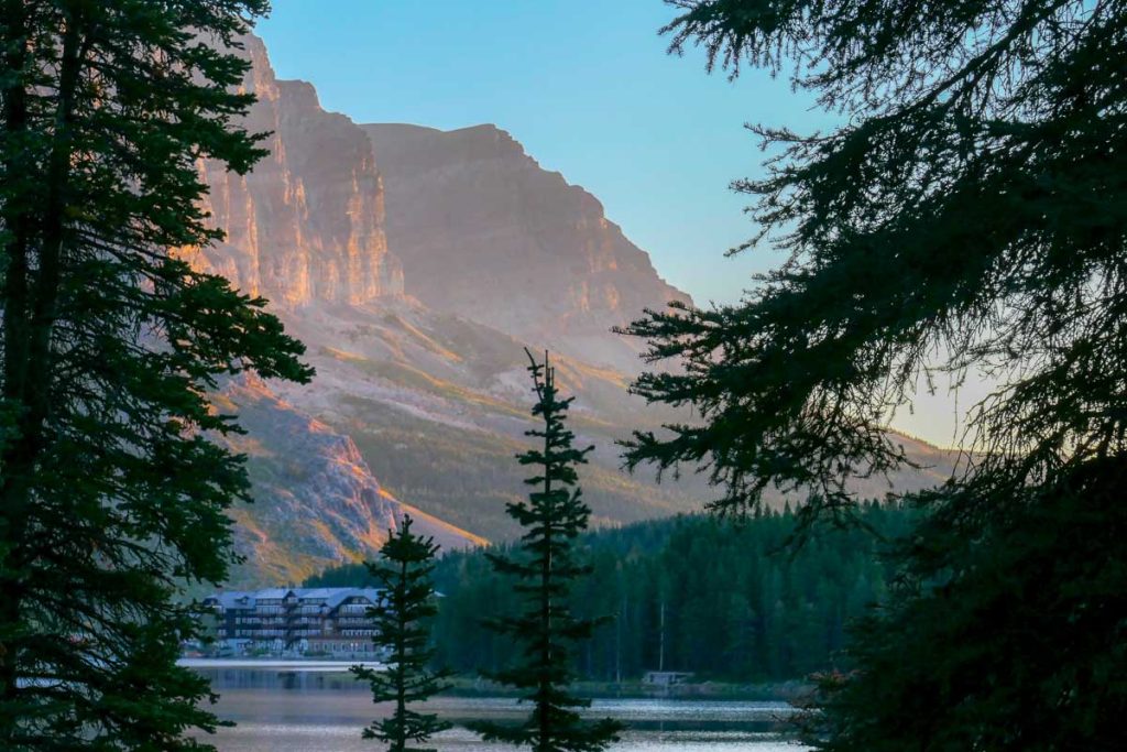 Mountain overlooking a lake.